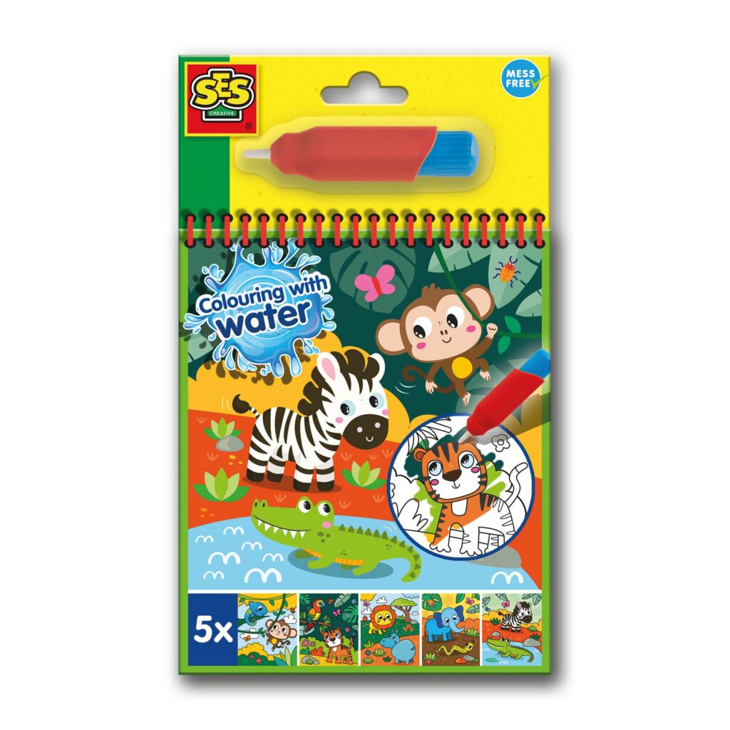 Colouring With Water Book With Water Brush - Safari