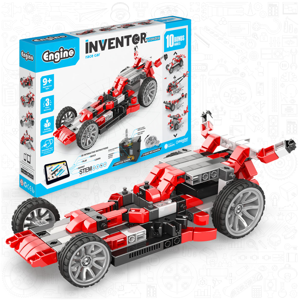 Engino Inventor Motorized: Race Car Set (10+ Models)