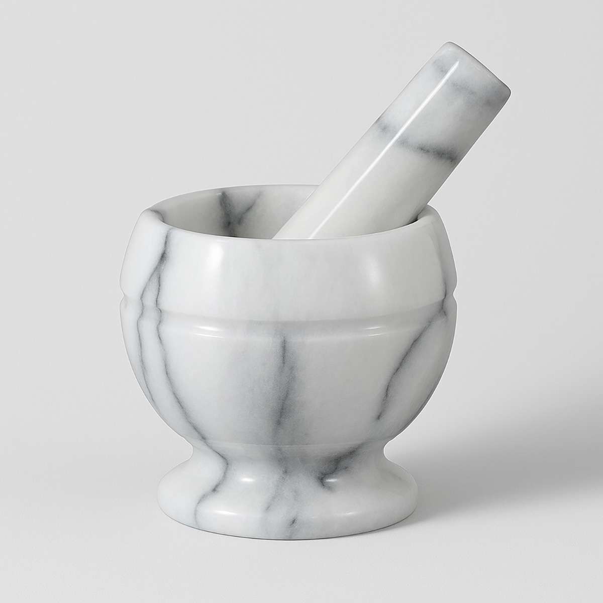 Salerno White Marble Small Mortar and Pe