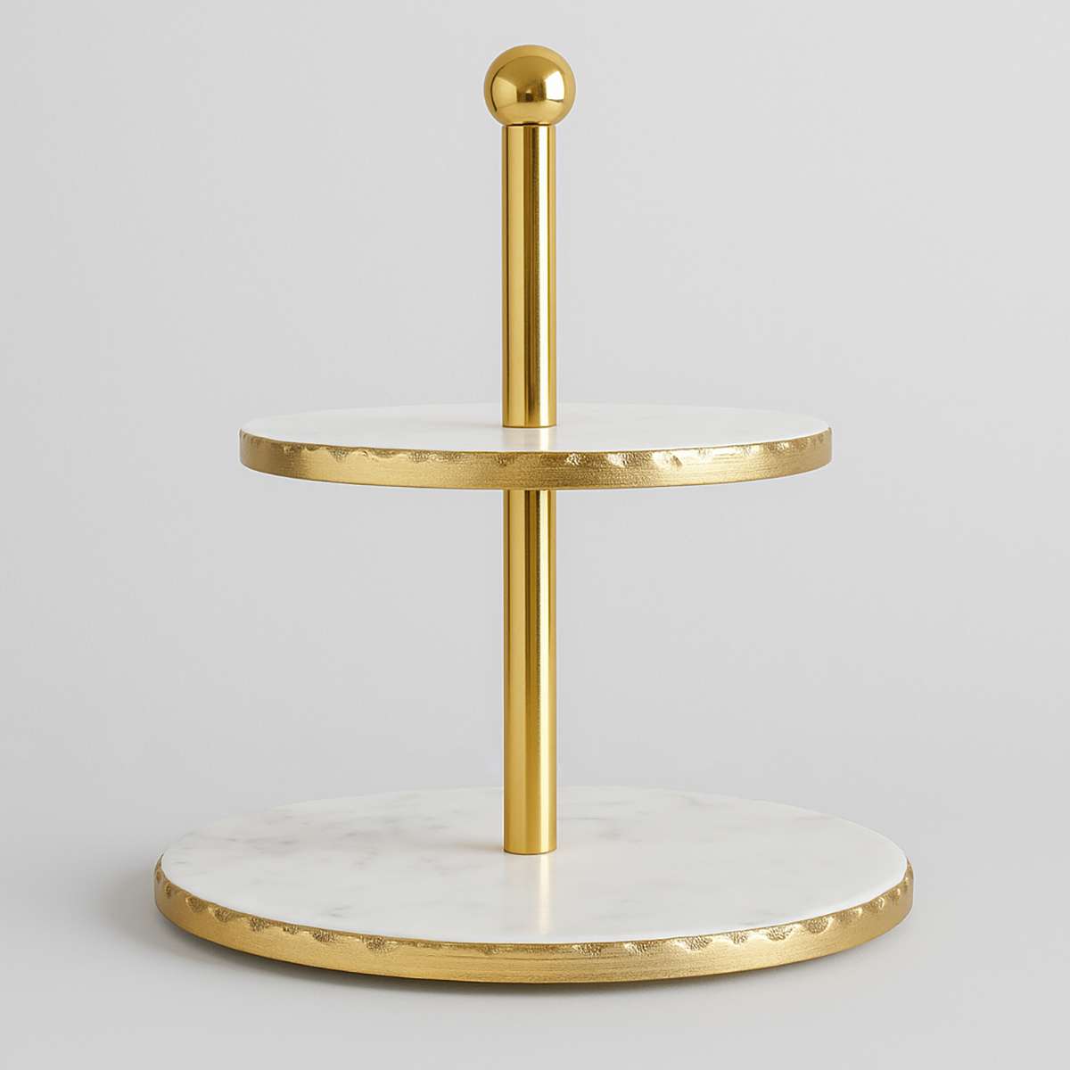 Empire 2 Tier White Marble And Gold Fini