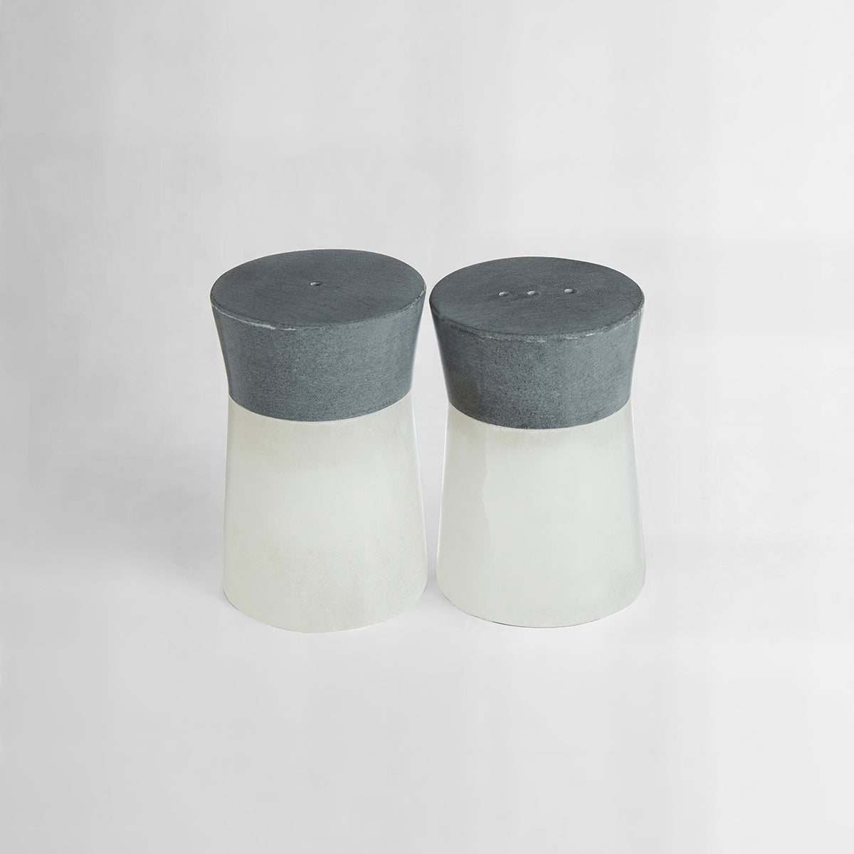 Bulgari White And Grey Finish Salt And Pepper Set