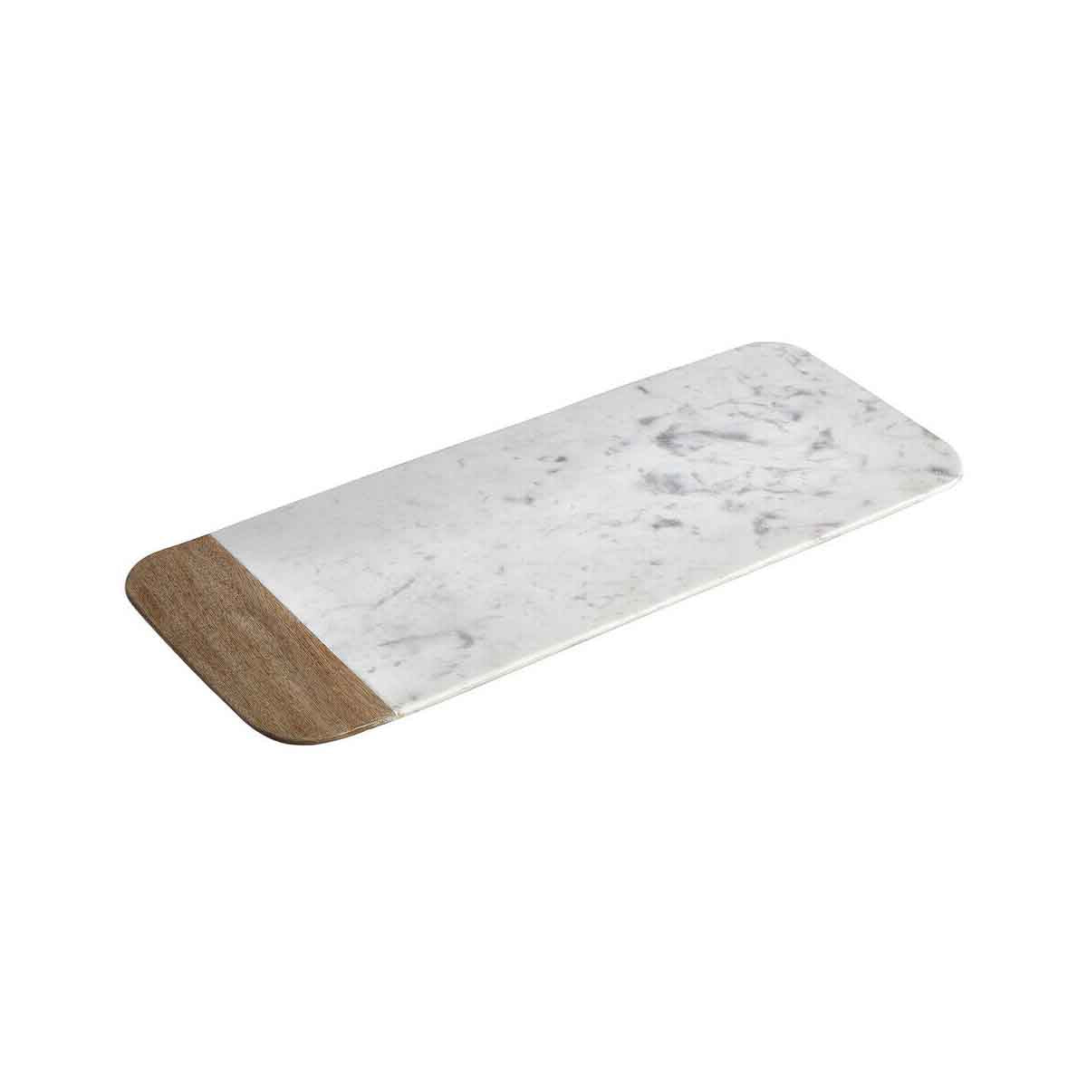 Monzaro Small White Marble And Mango Wood Serving Tray