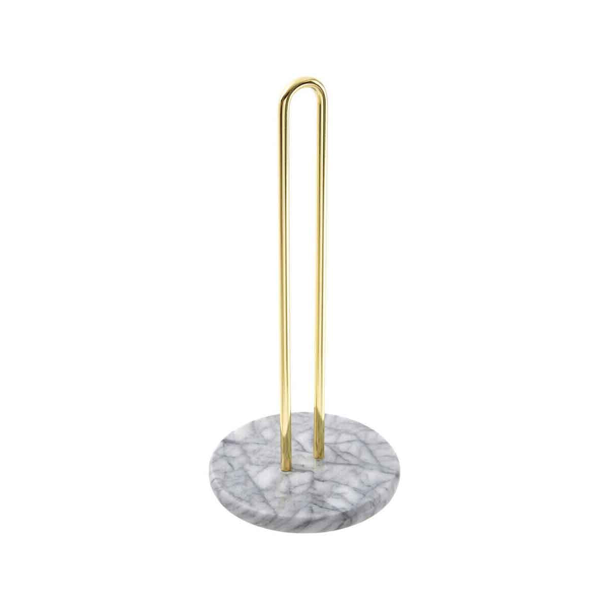 Delphine White Marble And Brass Kitchen Roll Holder