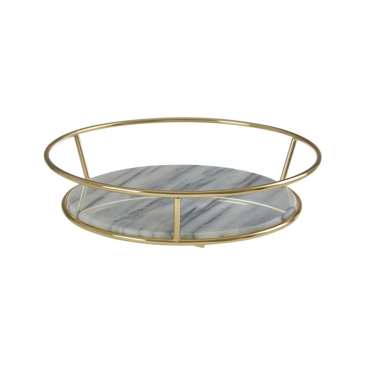 Delphine White Marble And Brass Finish Fruit Basket