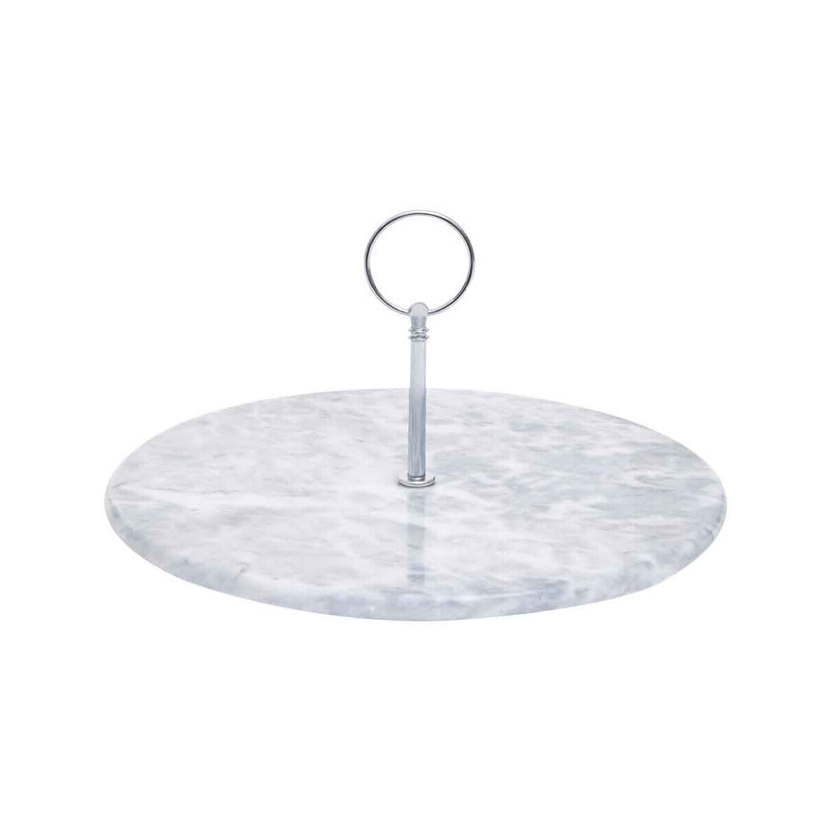 Salerno Grey Marble Cake Stand With Silver Handle