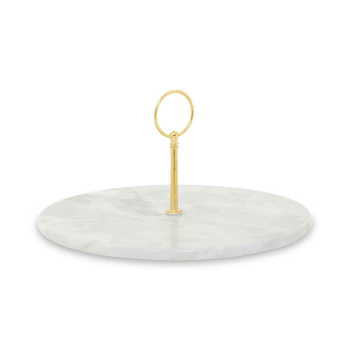Salerno Grey Marble Cake Stand With Gold Handle