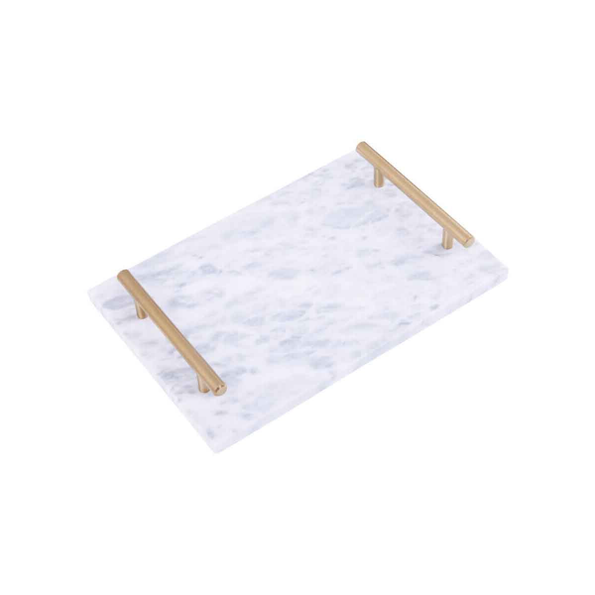 Salerno Grey Marble Serving board with Gold Handles