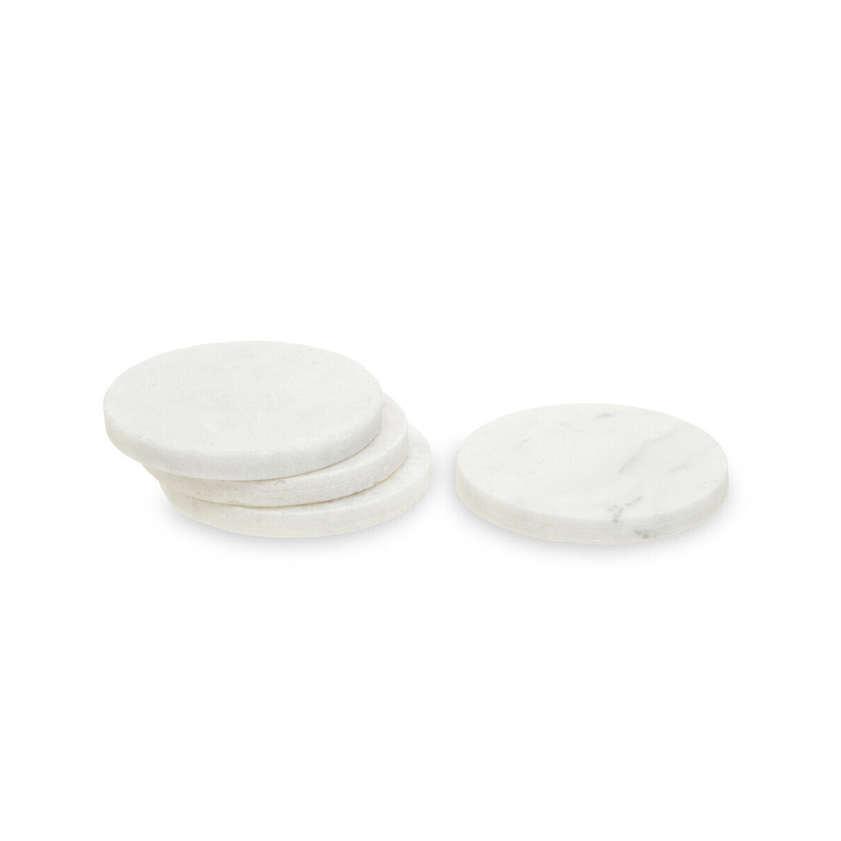 Kindia Set of 4 White Marble Round Coasters