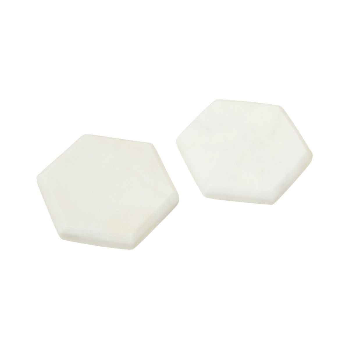 Kindia Set of 4 White Marble Hexagonal Coasters