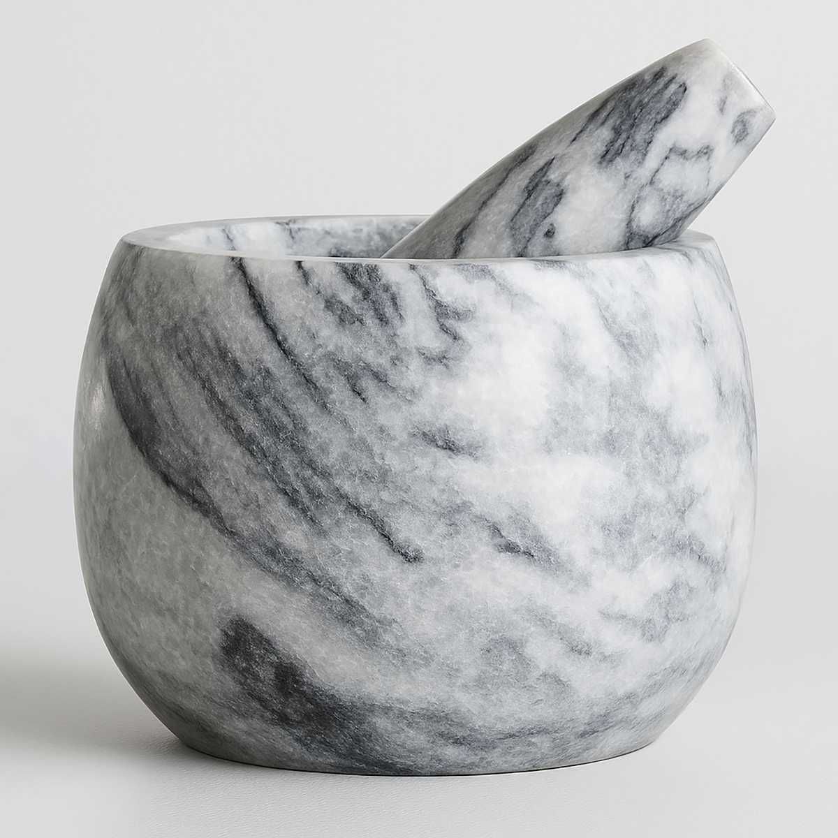 Salerno Grey Marble Clean Sided Mortar And Pestle