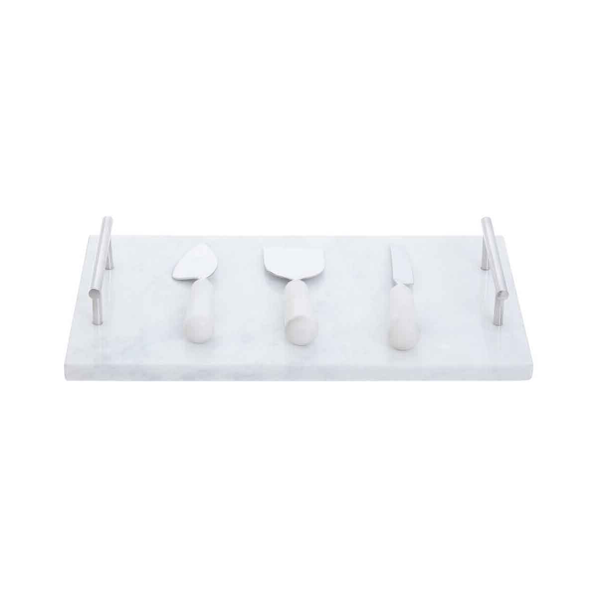 Marina White Marble Cheese Board and Knife Set