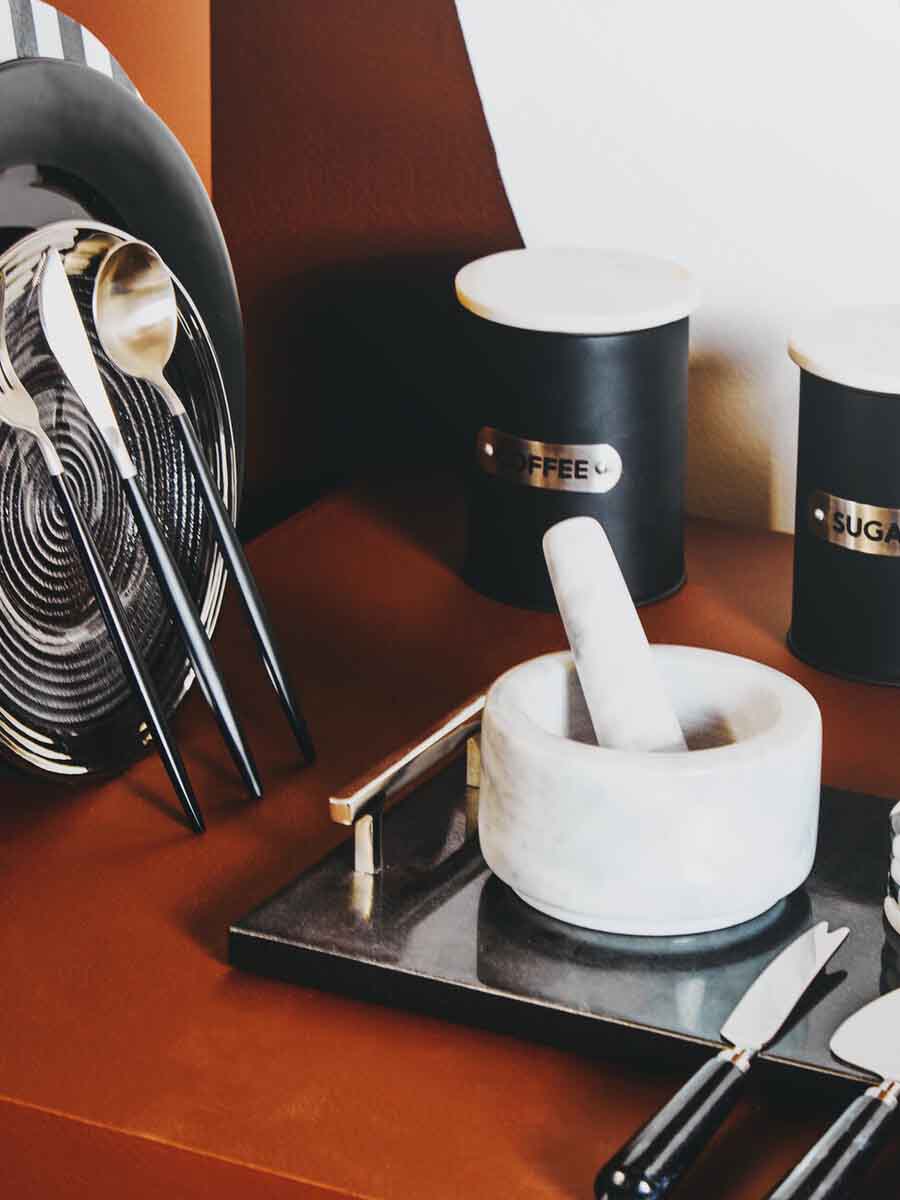 Marina Black Marble Cheese Board and Knife Set