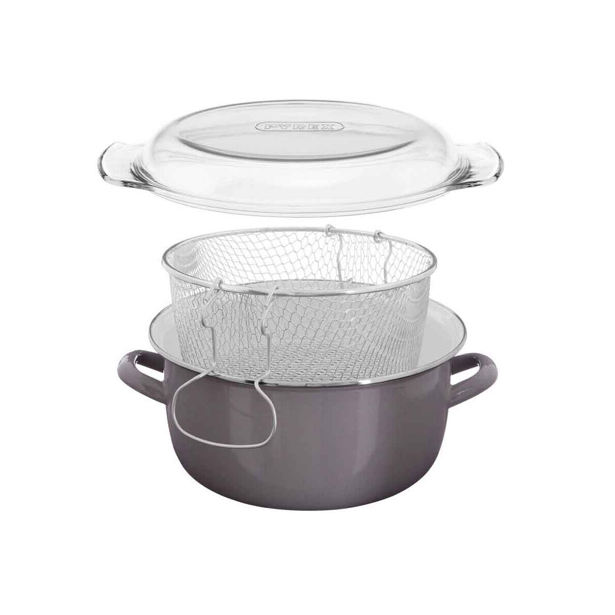 Telo Cool Grey Enamel On Steel Deep Fryer