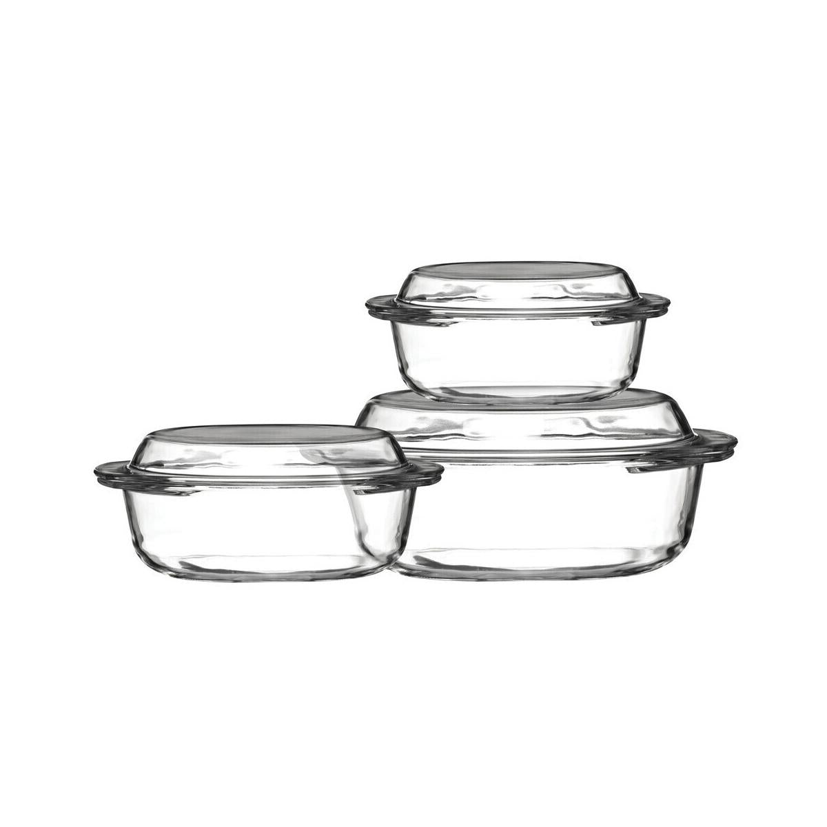 Set Of Three Tempered Glass Casserole Dishes