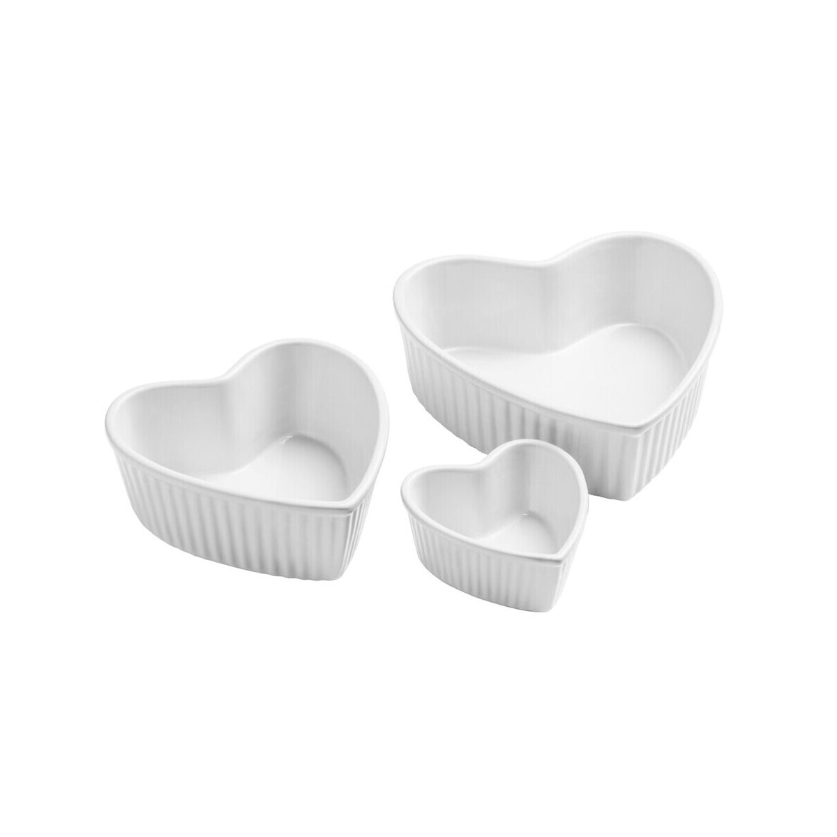 Amour White Set of 3 Heart Shape Oven Dishes