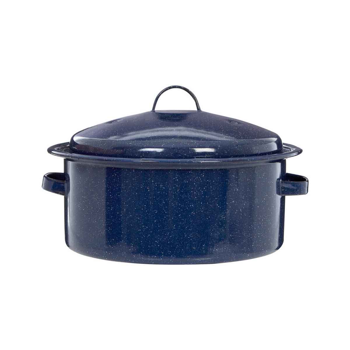 Carvara Round Self Basting Blue Enamel Roaster