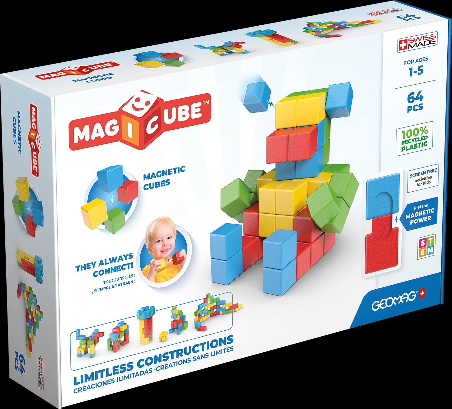 Geomag Magicube Full Color Recycled 64 Pieces Set