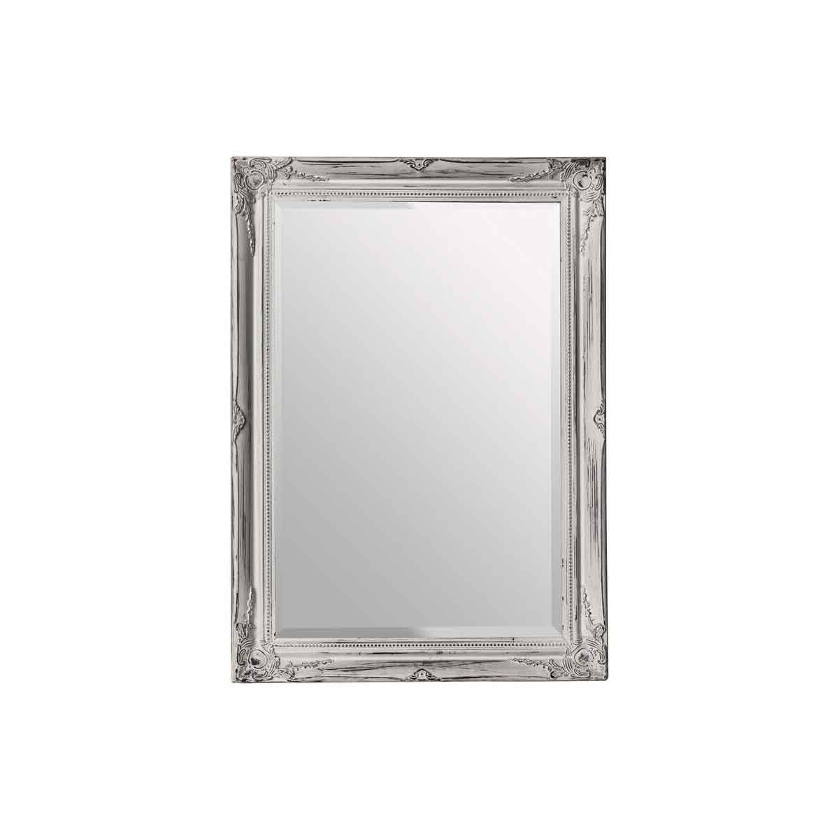 Brussels Distressed White Finish Wall Mirror
