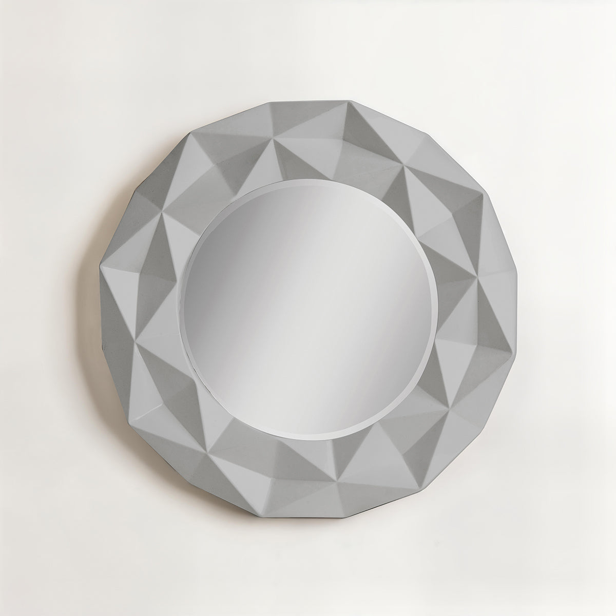 Stockholm 3D Effect Grey High Gloss Round Wall Mirror
