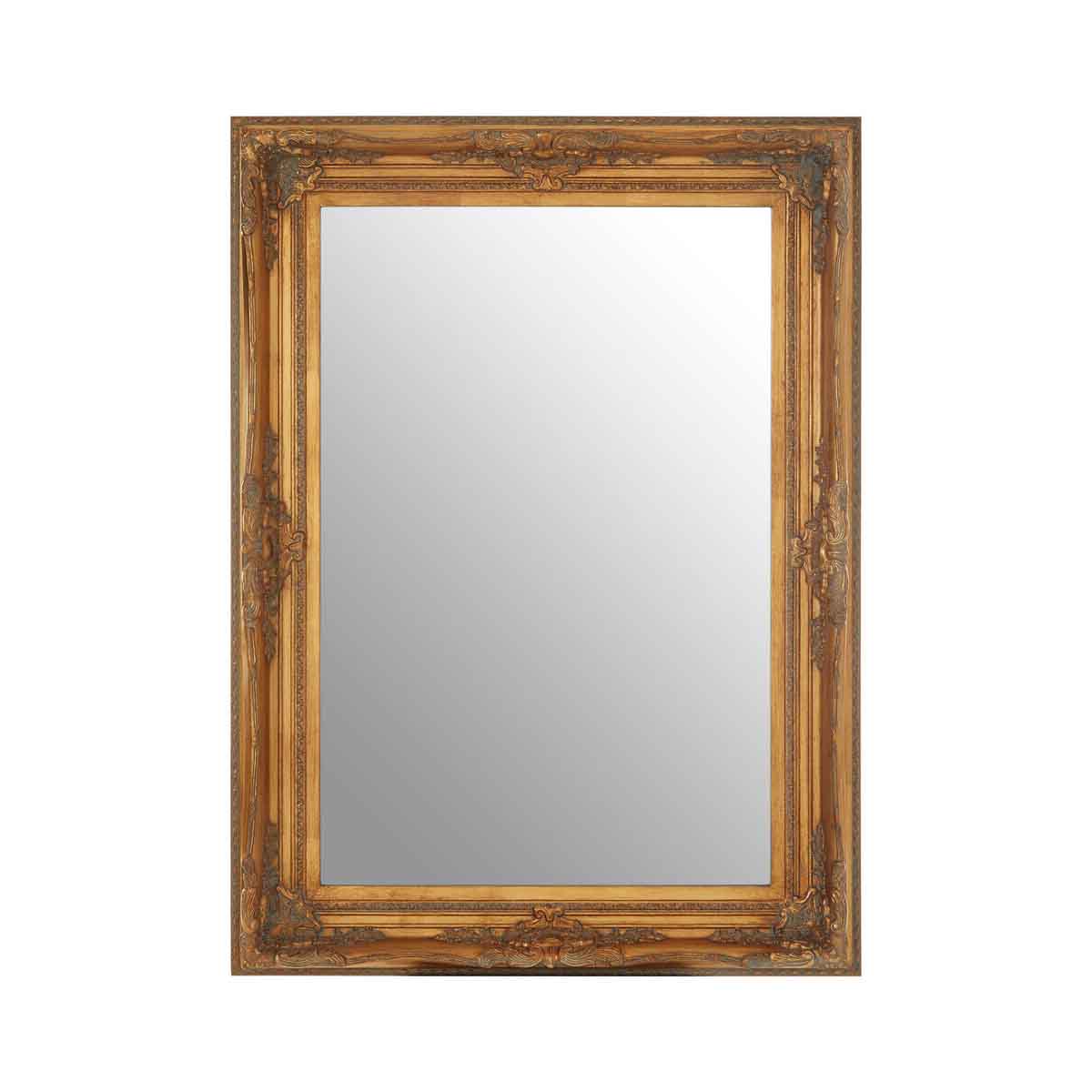 Brussels Baroque Rectangular Antique Gold Wall Mirror