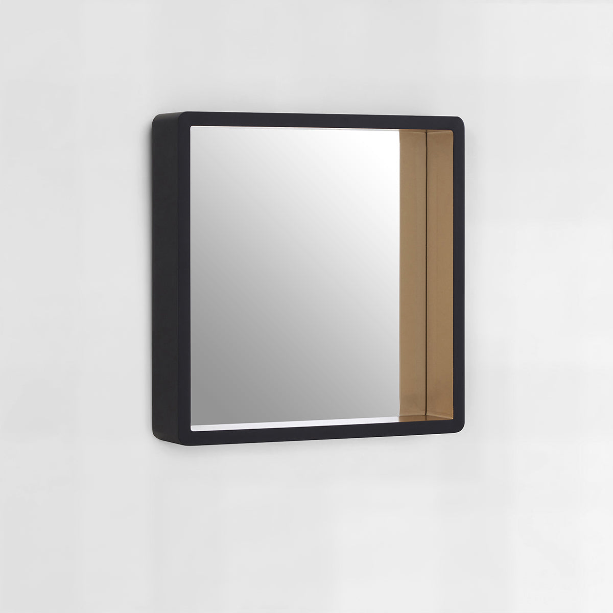 Bisha Small Black Wall Mirror with Gold Edge