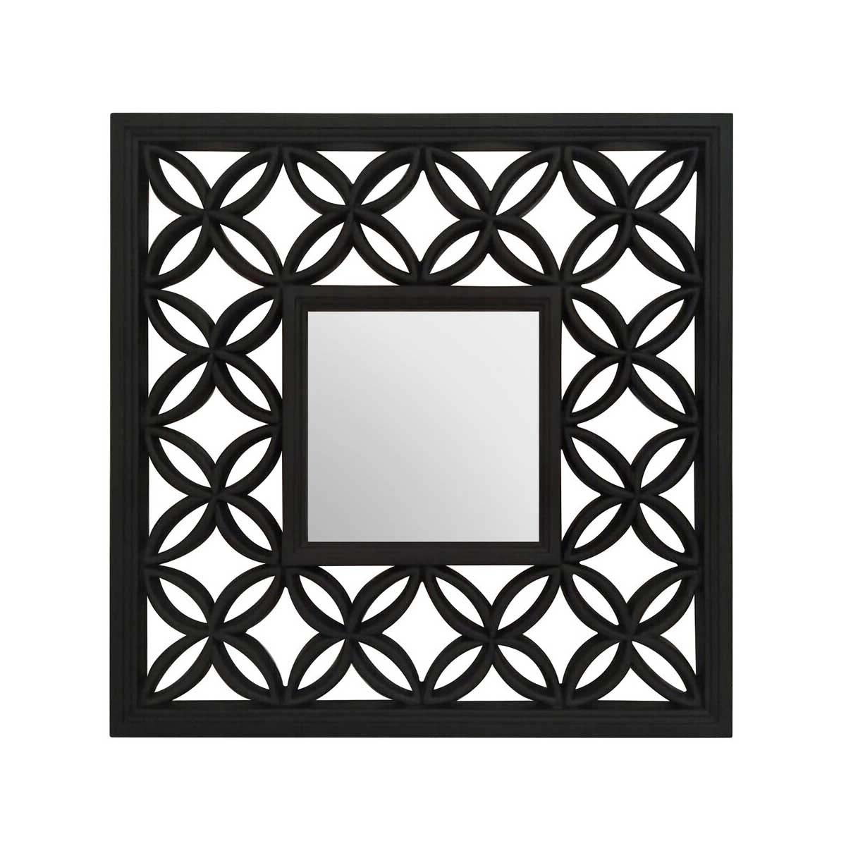 Indus Square Black Lattice Frame Wall Mirror
