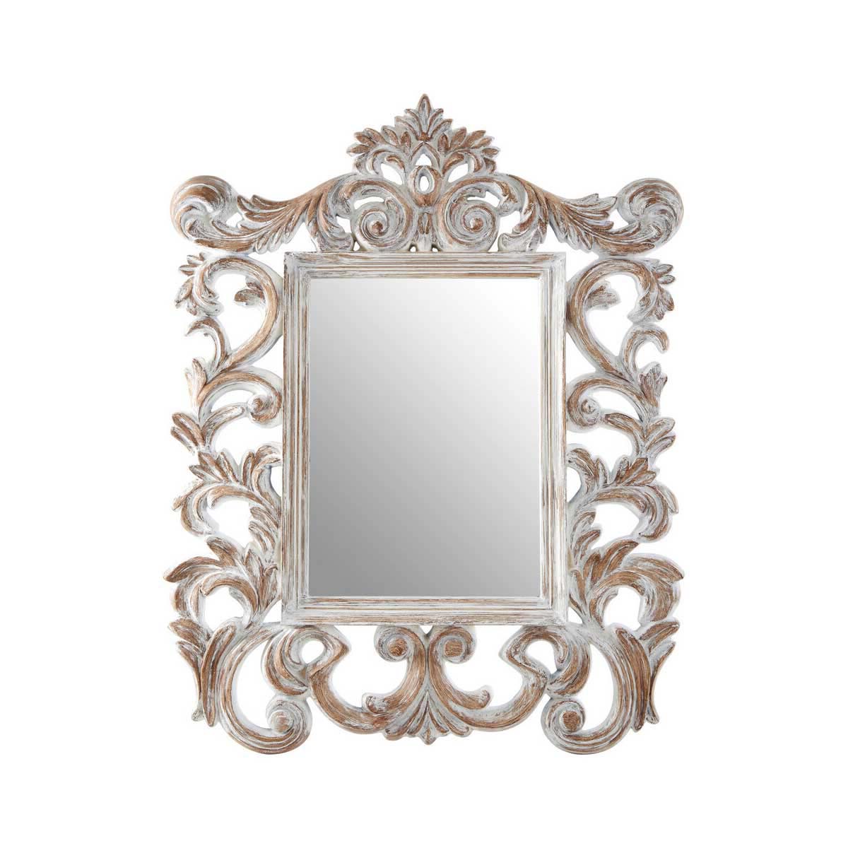 Caracci Antique Grey Fleur-De-Lis Wall Mirror