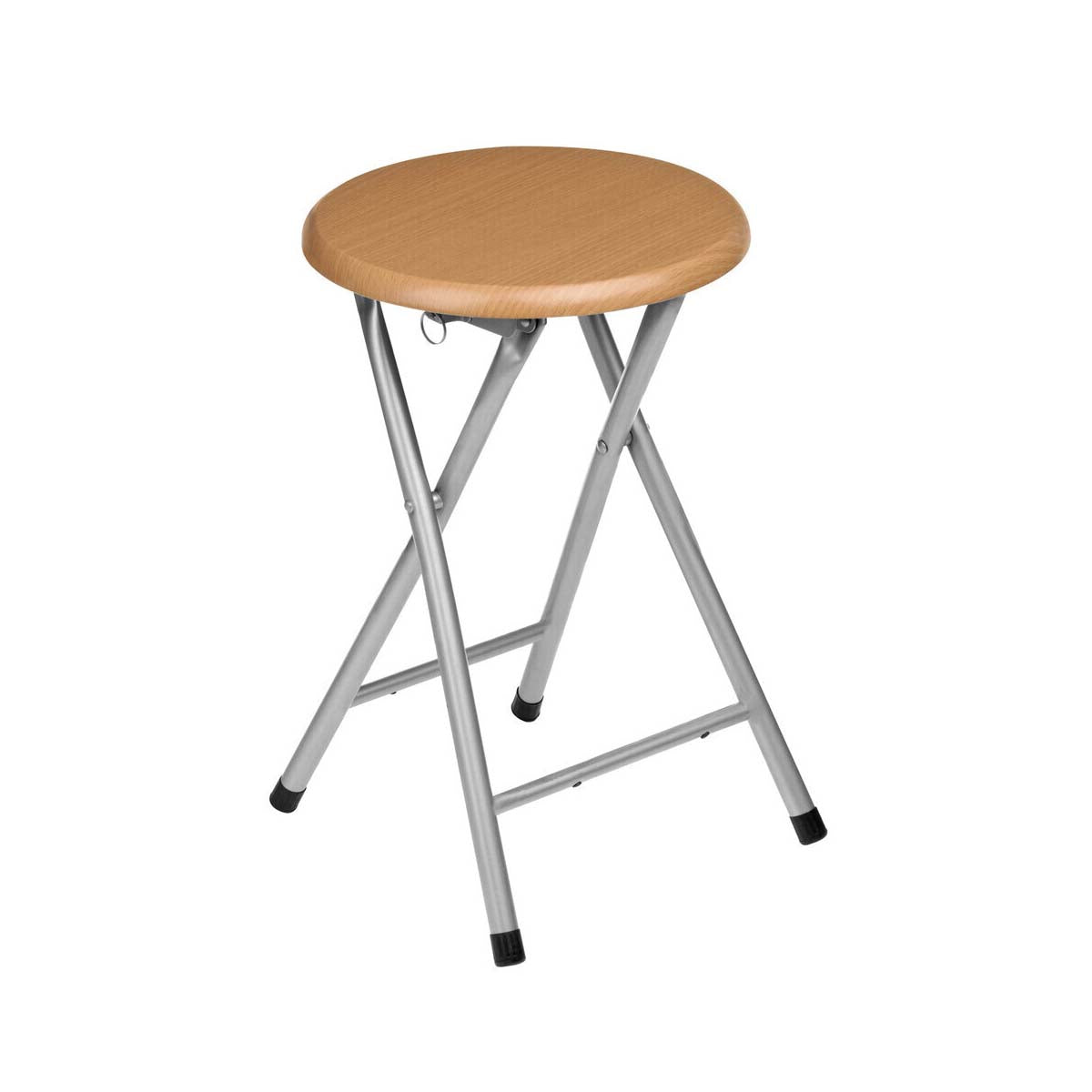 Fold Away Stool with Wood Veneer Seat
