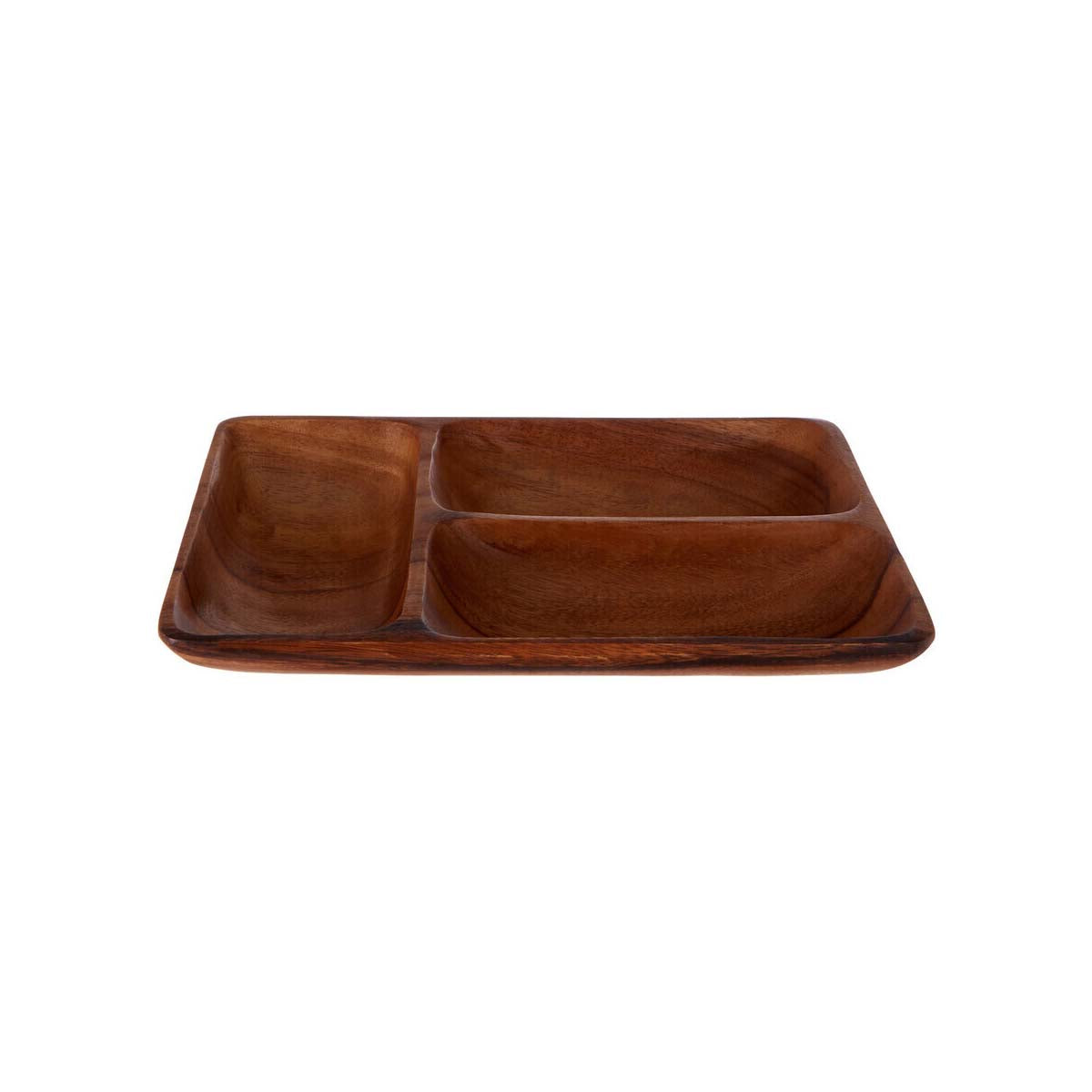 Kora Three Section Serving Dish in Acacia Wood
