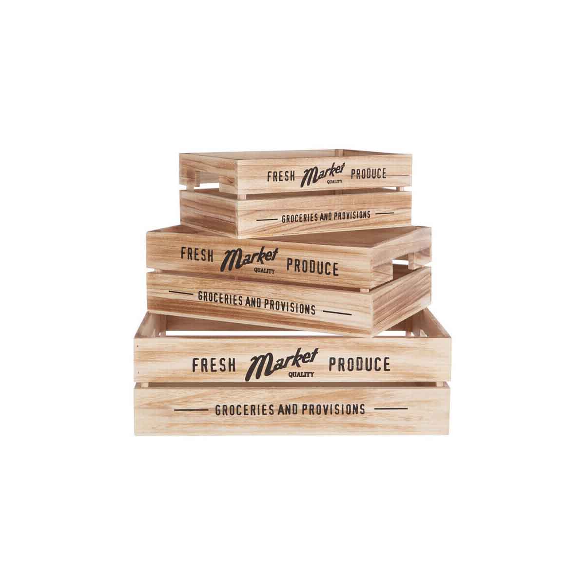 Set of 3 Rustic Provisions Natural Crates