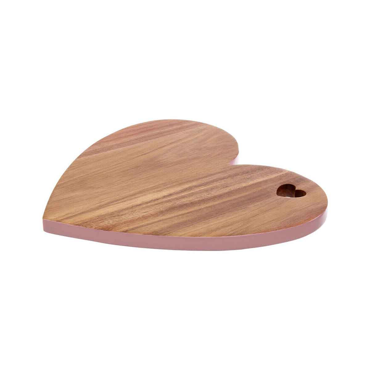 Socorro Acacia Heart Chopping and Serving Board with Pink Edge