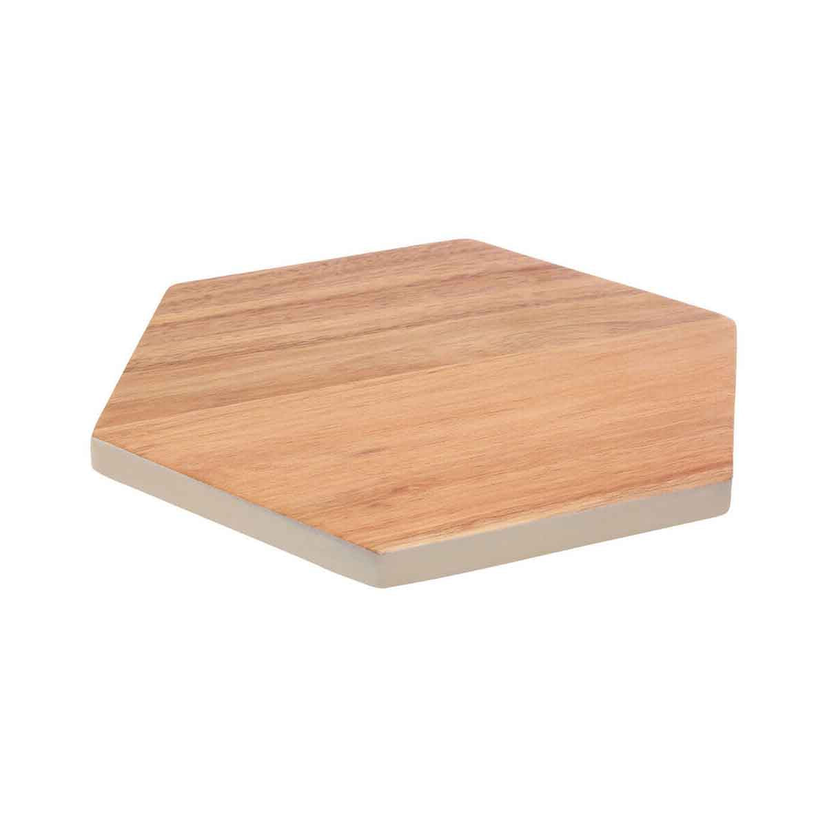 Socorro Acacia Hexagonal White Edge Chopping and Serving Board
