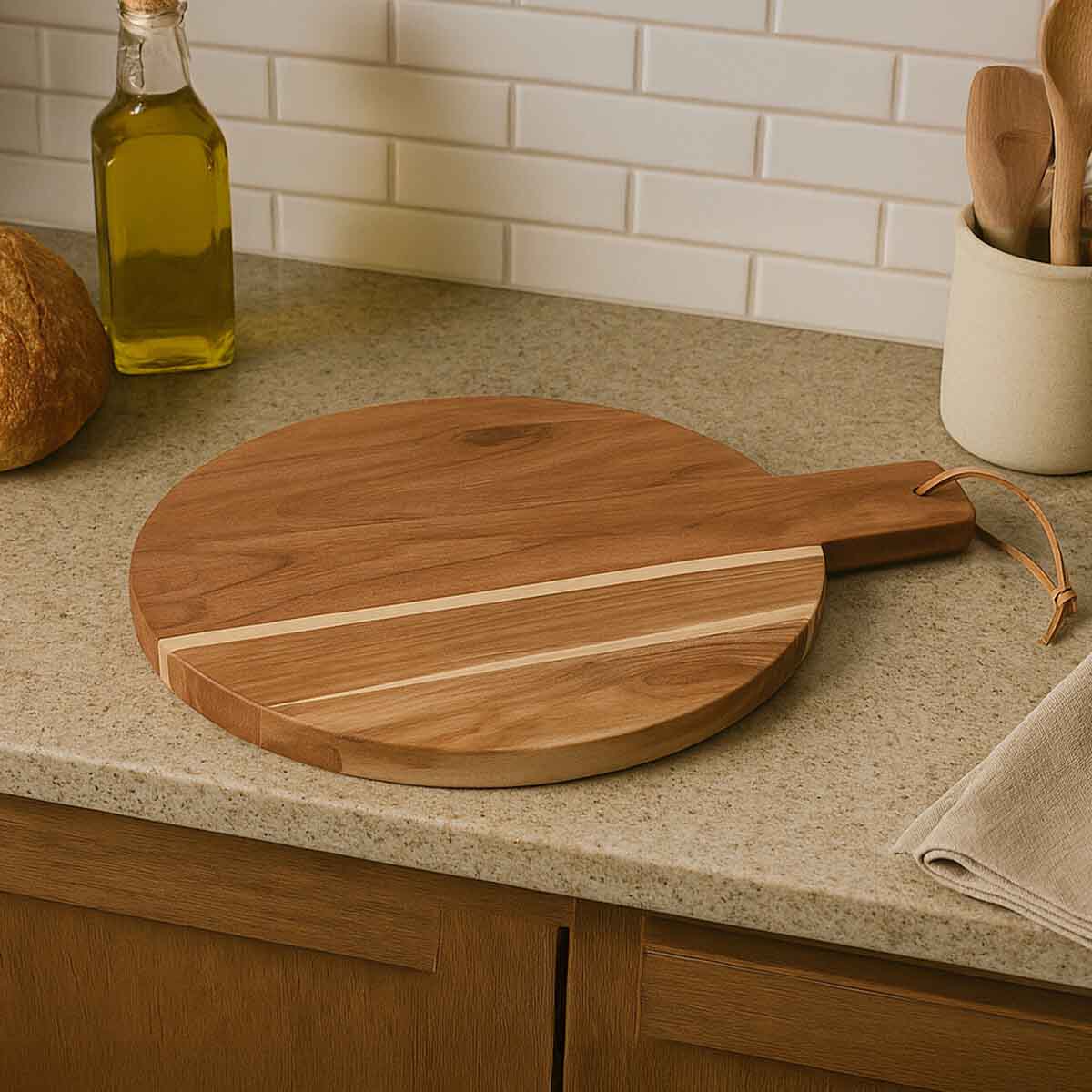 Socorro Medium Round Acacia Wood Chopping And Serving Board