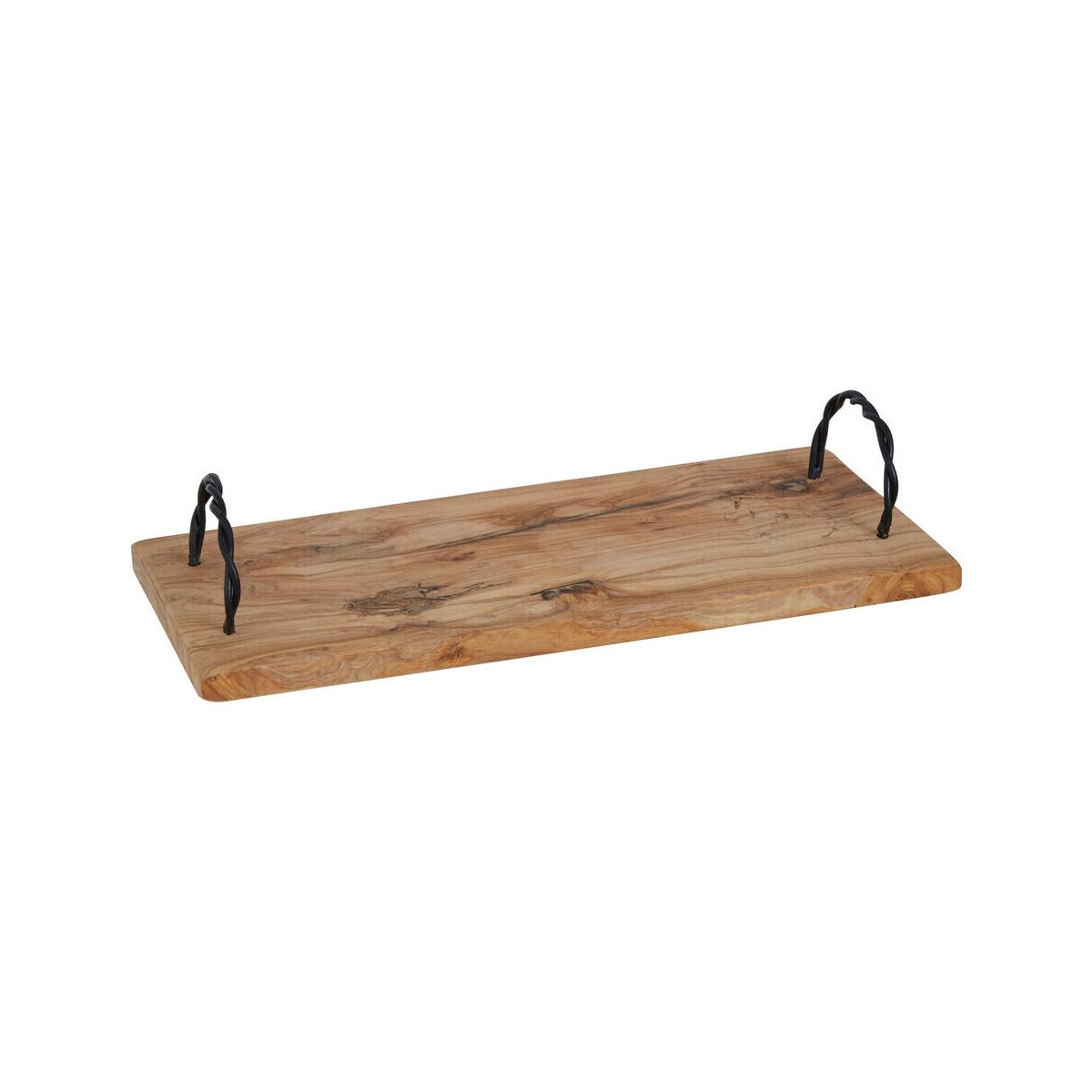 Kora Rectangular Olive Wood Platter with Side Handles