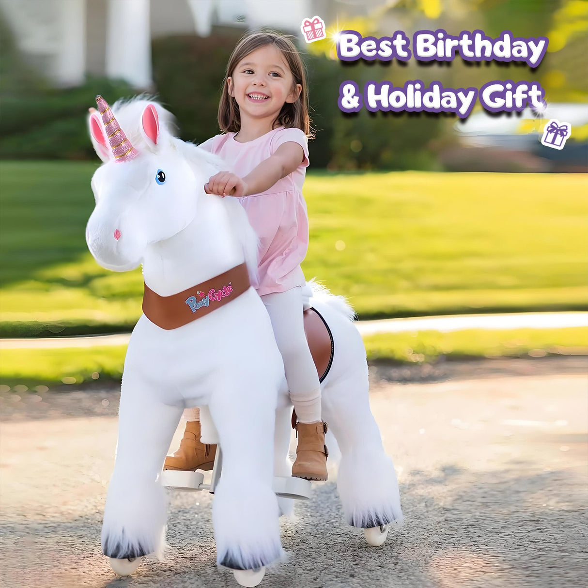 Unicorn Riding Toy Age 4-8 White(UK&EU in Stock)