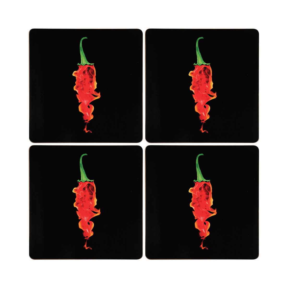 Set Of Four Flaming Chilli Placemats