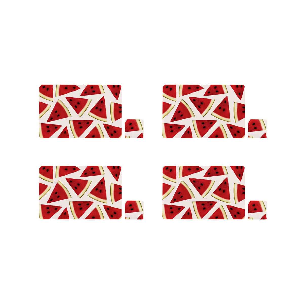 Set Of Four Watermelon Placemats And Coasters