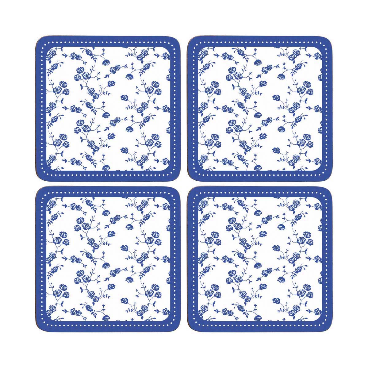 Blue Rose Set Of Four Coasters