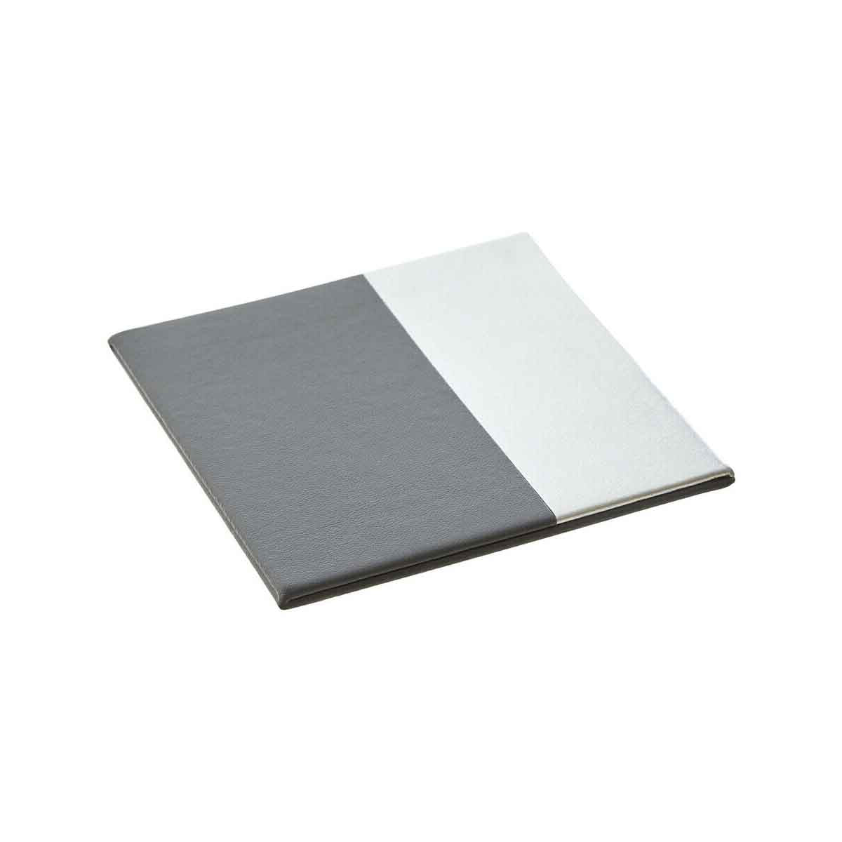 Geome Set of 4 Leather Effect Grey And Silver Coasters