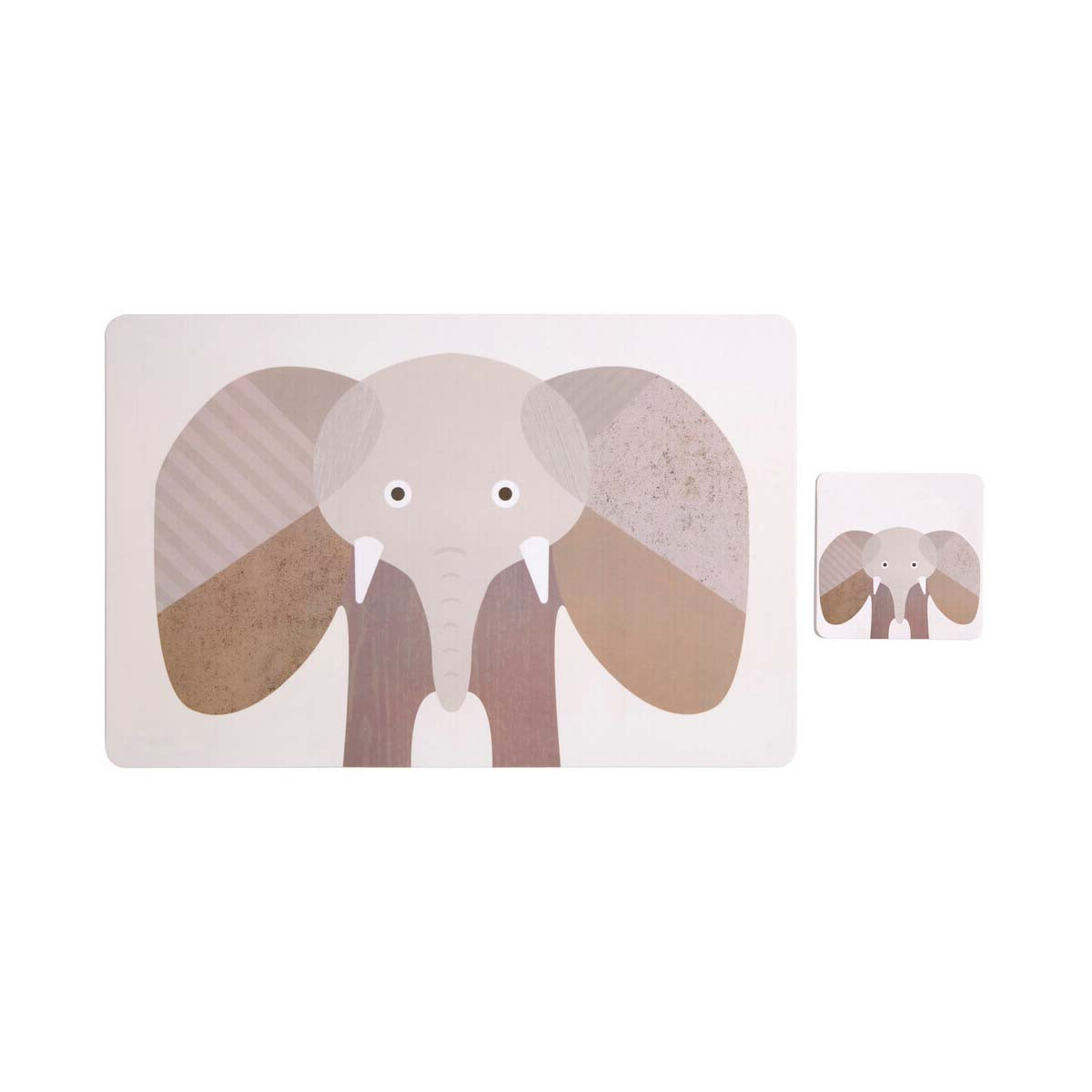 Effy Set Of 2 Elephant Placemat And Coaster