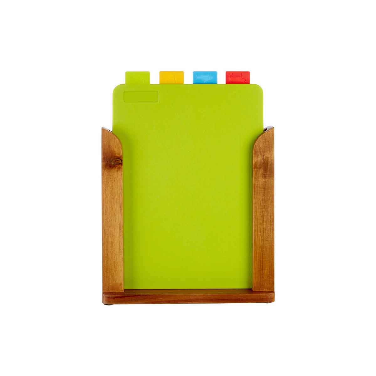 Set of 4 Wood Stand Colourful Chopping and Serving Boards