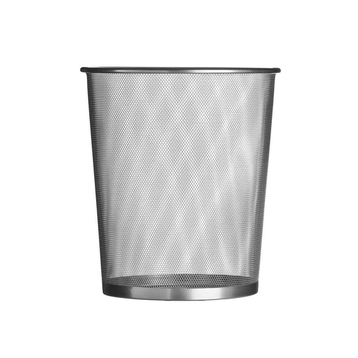 Large Matt Silver Mesh Waste Paper Basket