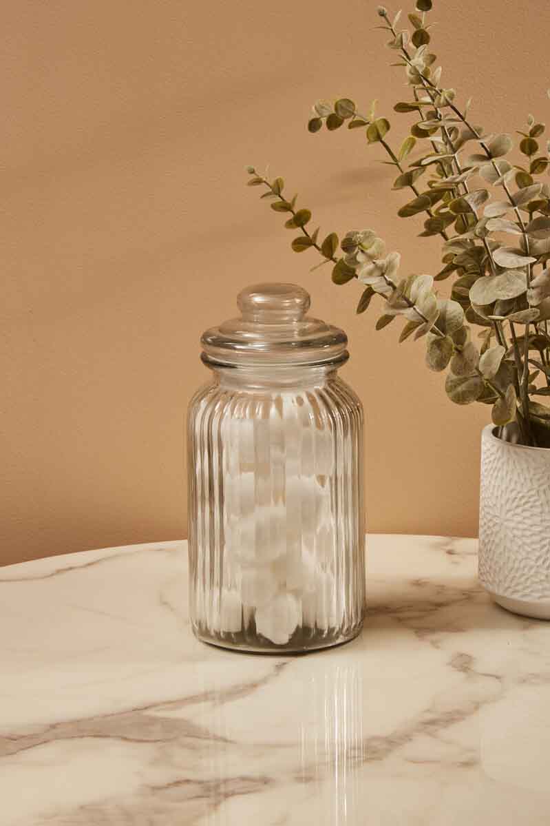 Ribbed Glass Storage Jar -1300ml