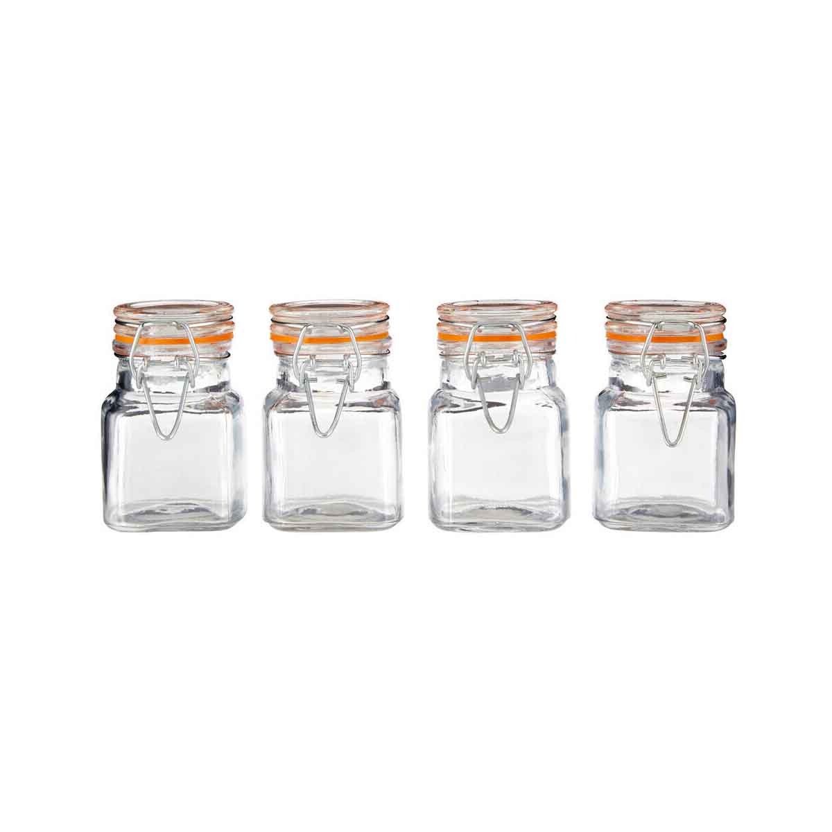 Luca Set of 4 Luca Clip Top Lid Glass Jars