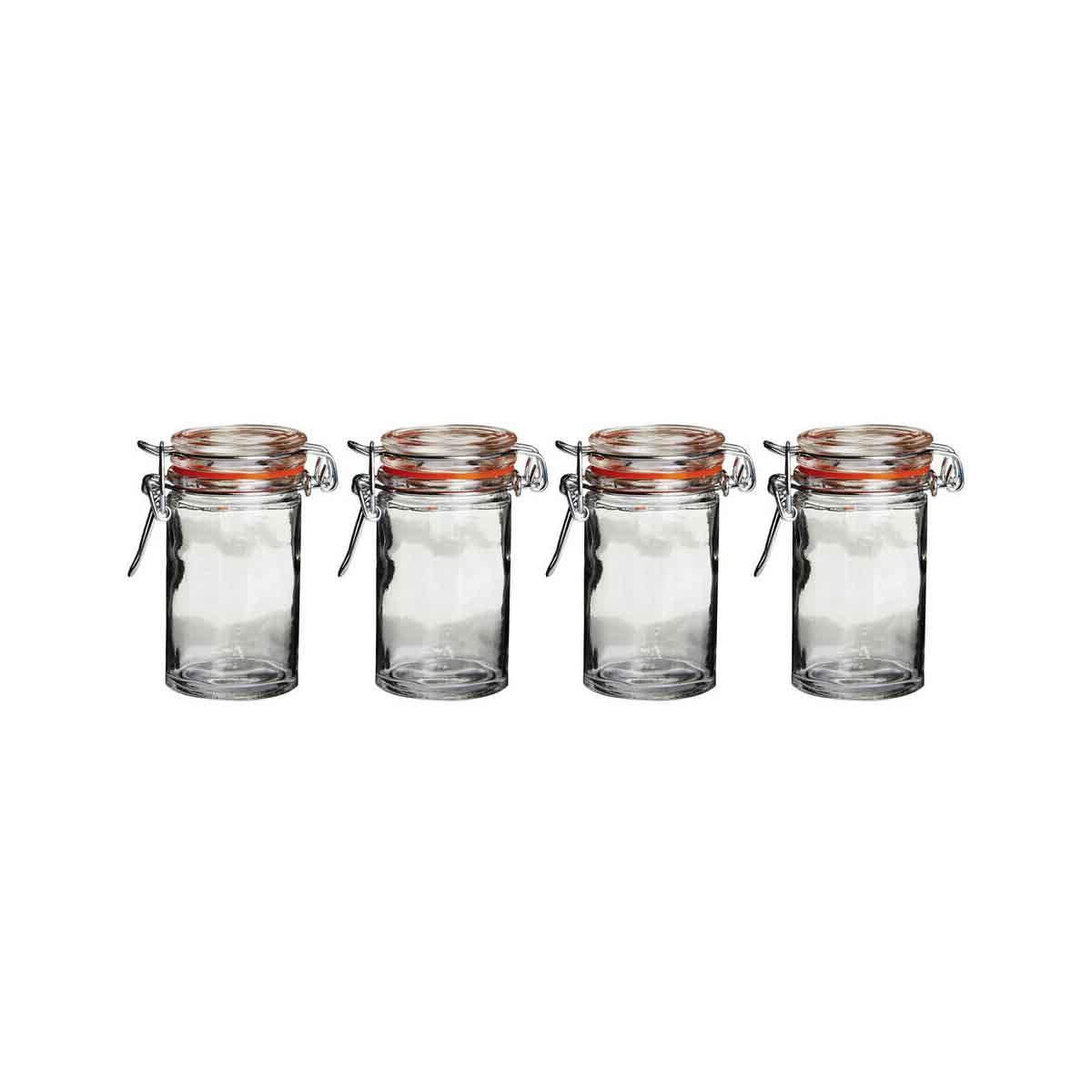 Luca Set of 4 Luca Round Glass Clip Top Jars