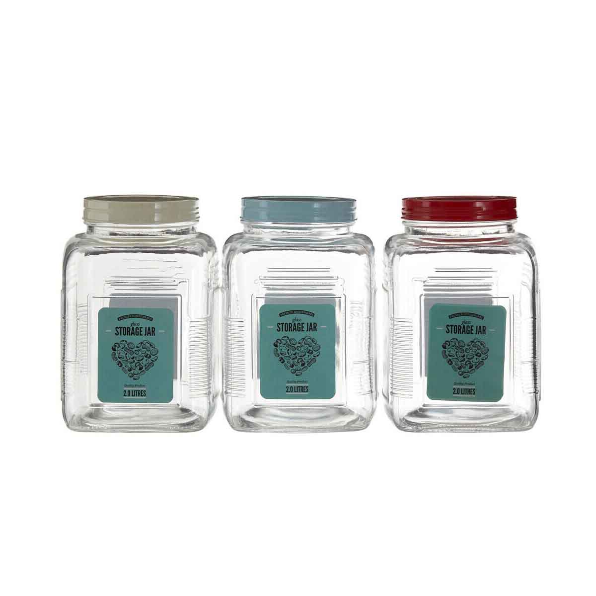 Luca Assorted Square Clear Glass Large Storage Jar