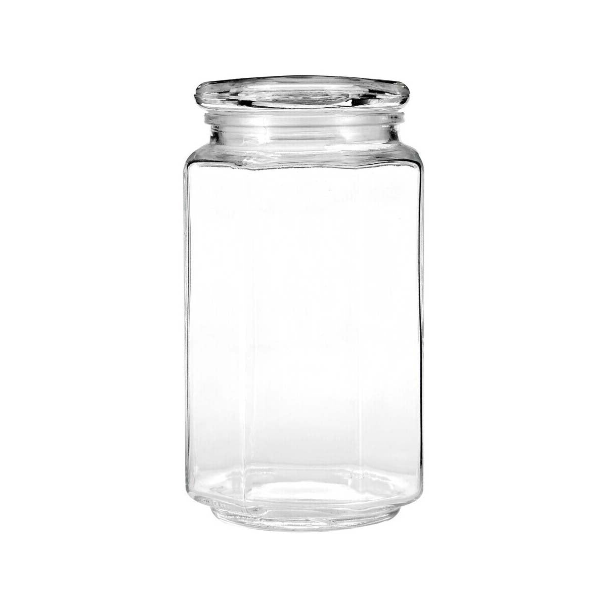 Hexagonal Glass Storage Jar