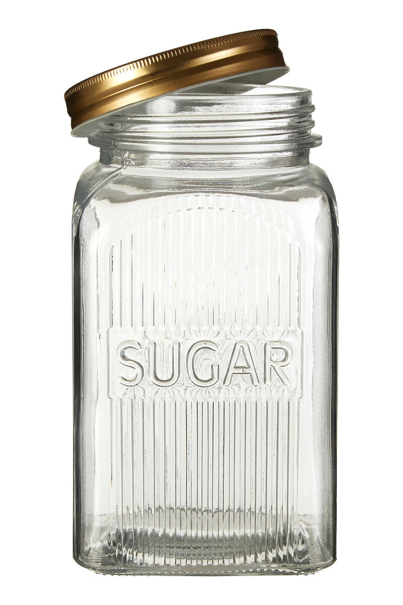 Luca Set of Three Glass Jars with Gold Finish Lids