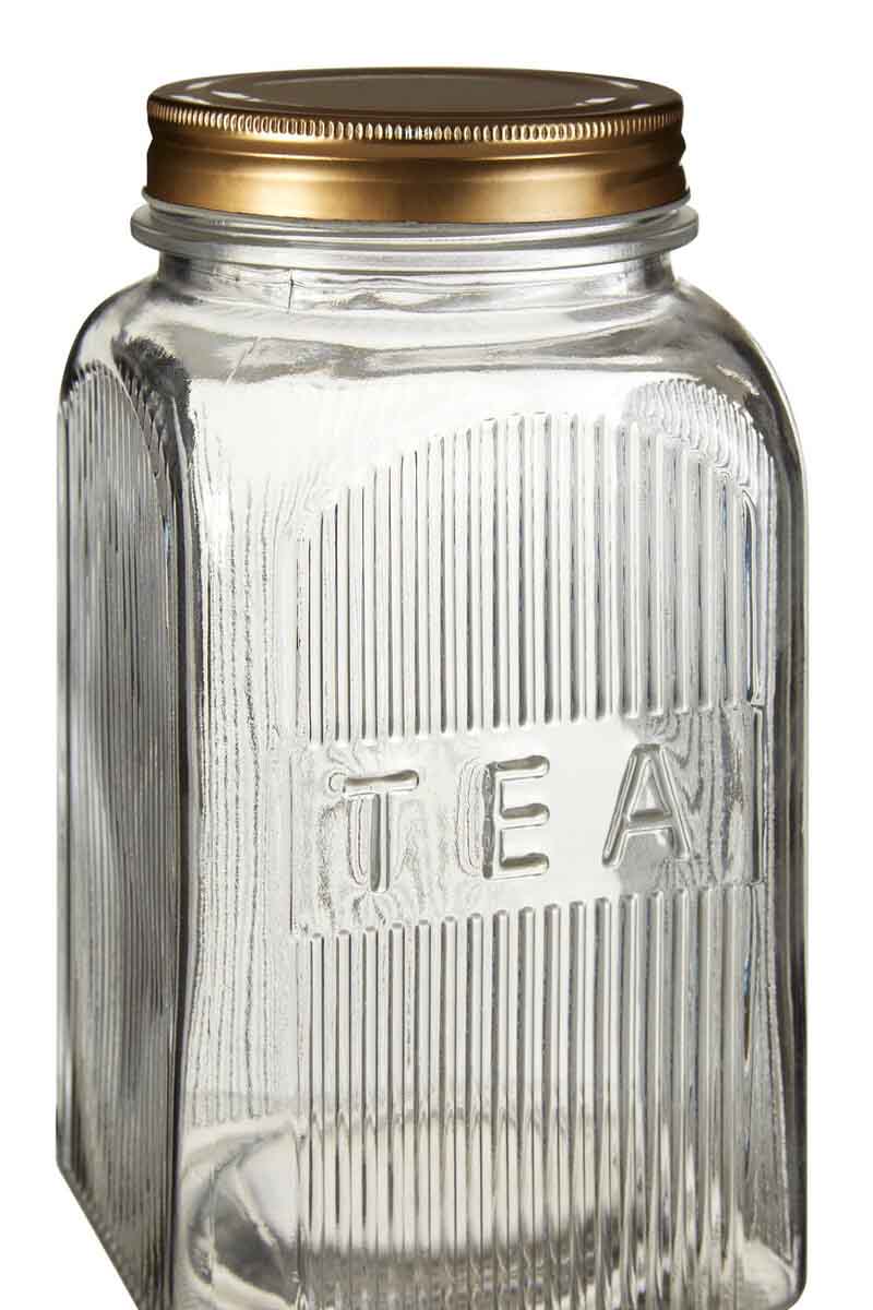 Luca Set of Three Glass Jars with Gold Finish Lids