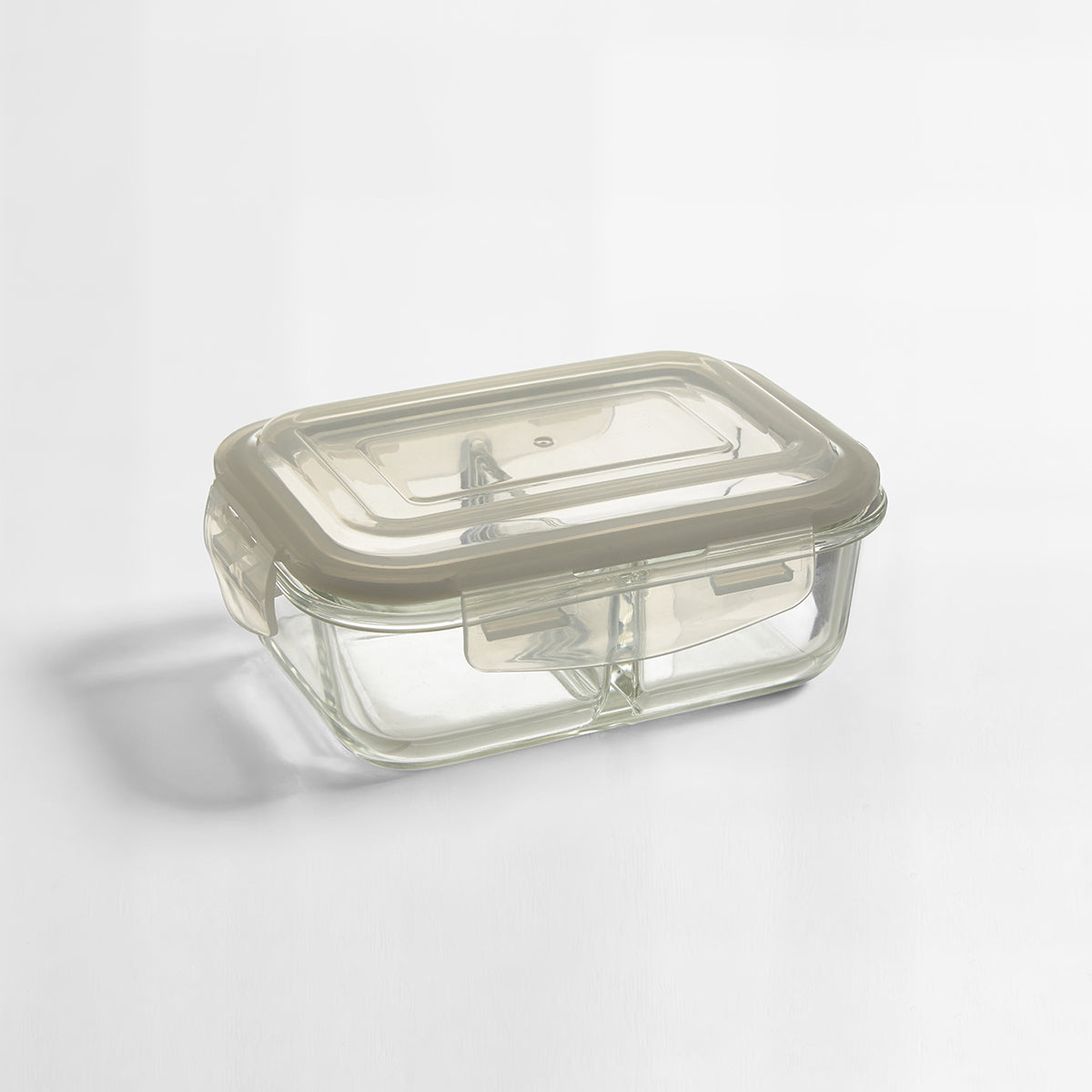 Freska 2 Section Rectangular Glass Container With Lid 640 ml